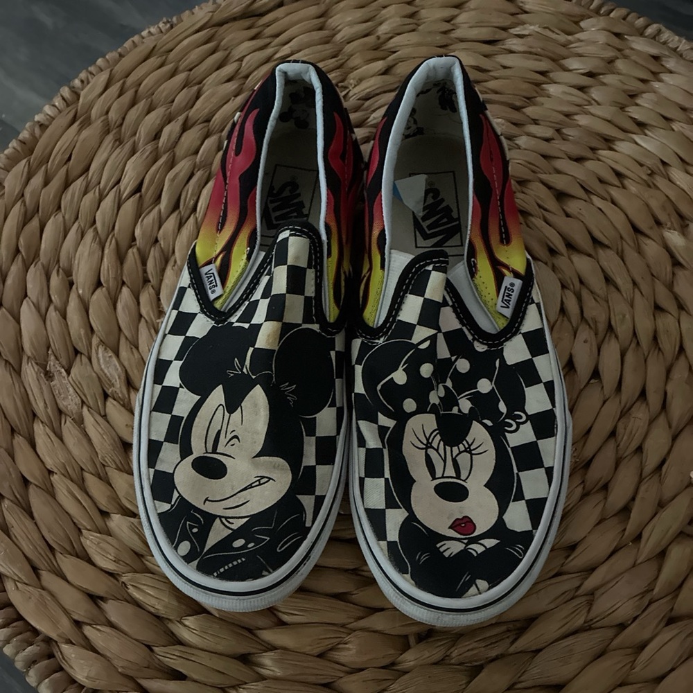 Disney Kids Checkered Sneakers - Black, White, Red, Yellow